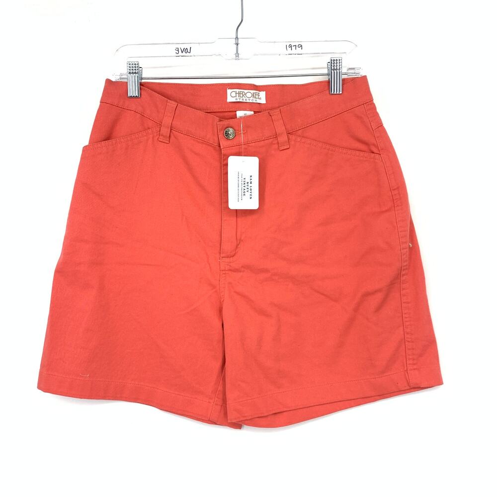 Vintage 90s Cherokee Long Chino Shorts Womens Size 30" Dark Coral Orange